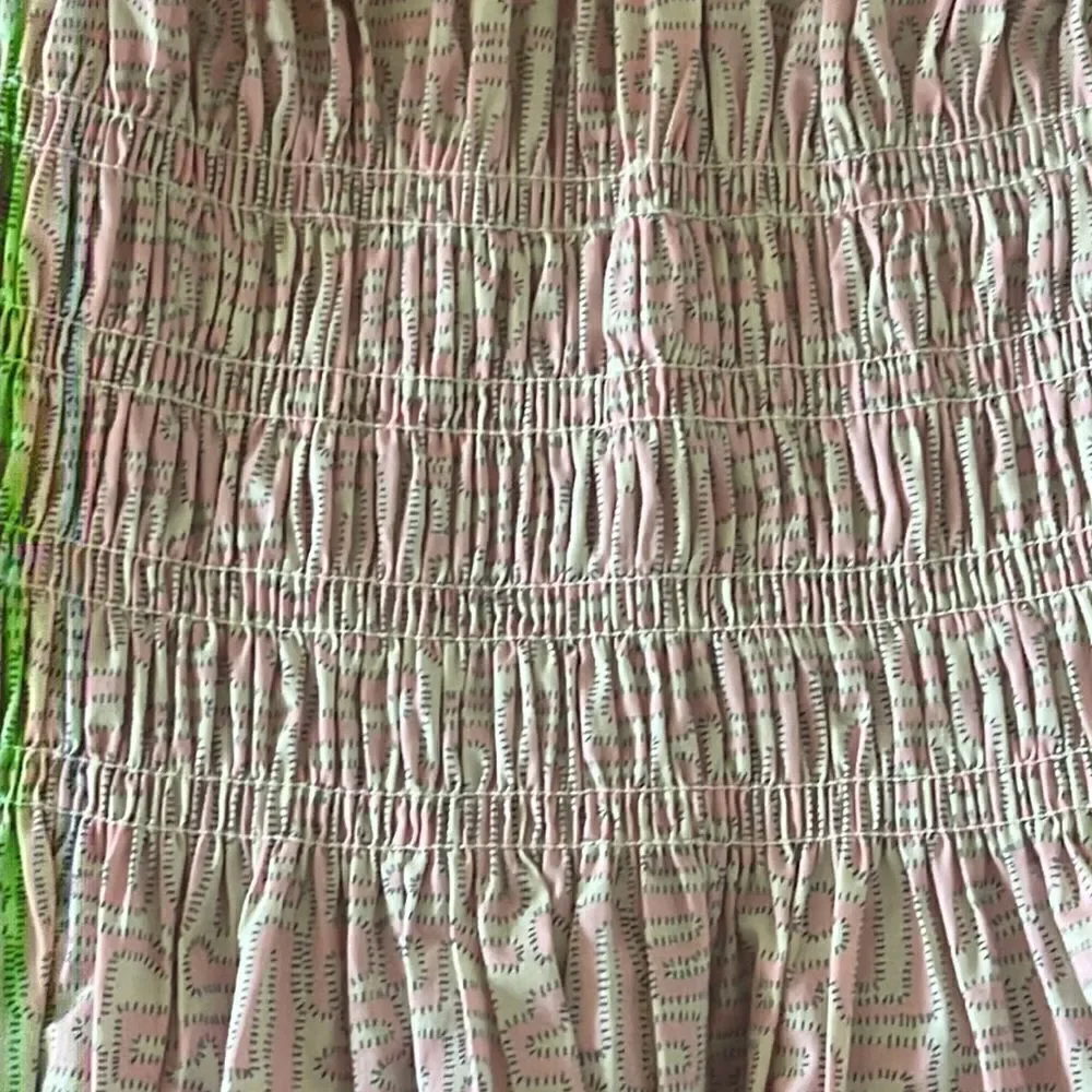 Staud Jules Top Smocked Square Neck Puff Sleeve Long Sleeve Pastel Maze XS